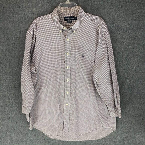 Ralph Lauren YARMOUTH long sleeve button down shirt, men's XL size cotton Blue type light blue Vintage Second Hand main image 0